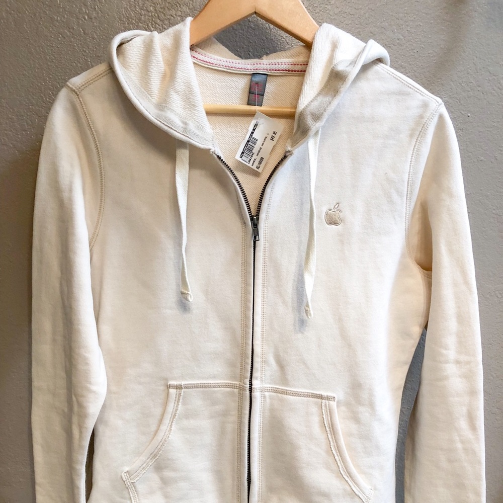 Apple logo natural cream color hoodie sweater